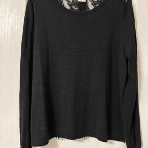 CAbi Sophia Sweater Black with Lace back.   Size XL
